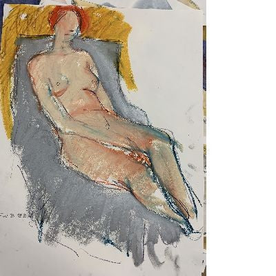 Colorful Reclining Nude, drawing by Freeman Butts