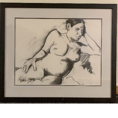Framed Nude, , drawing by Bryon Rogers
