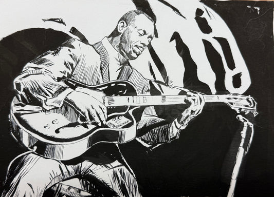 Bryon Rogers: Wes Montgomery Pen and Ink Drawing ART-28